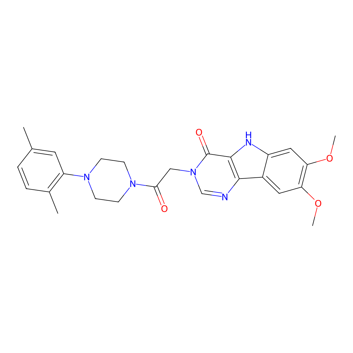 3-(2-(4-(2,5-dimethylphenyl)piperazin-1-yl)-2-oxoethyl)-7,8-dimethoxy-3H-pyrimido[5,4-b]indol-4(5H)-one molecular structure, CAS 1105226-50-3