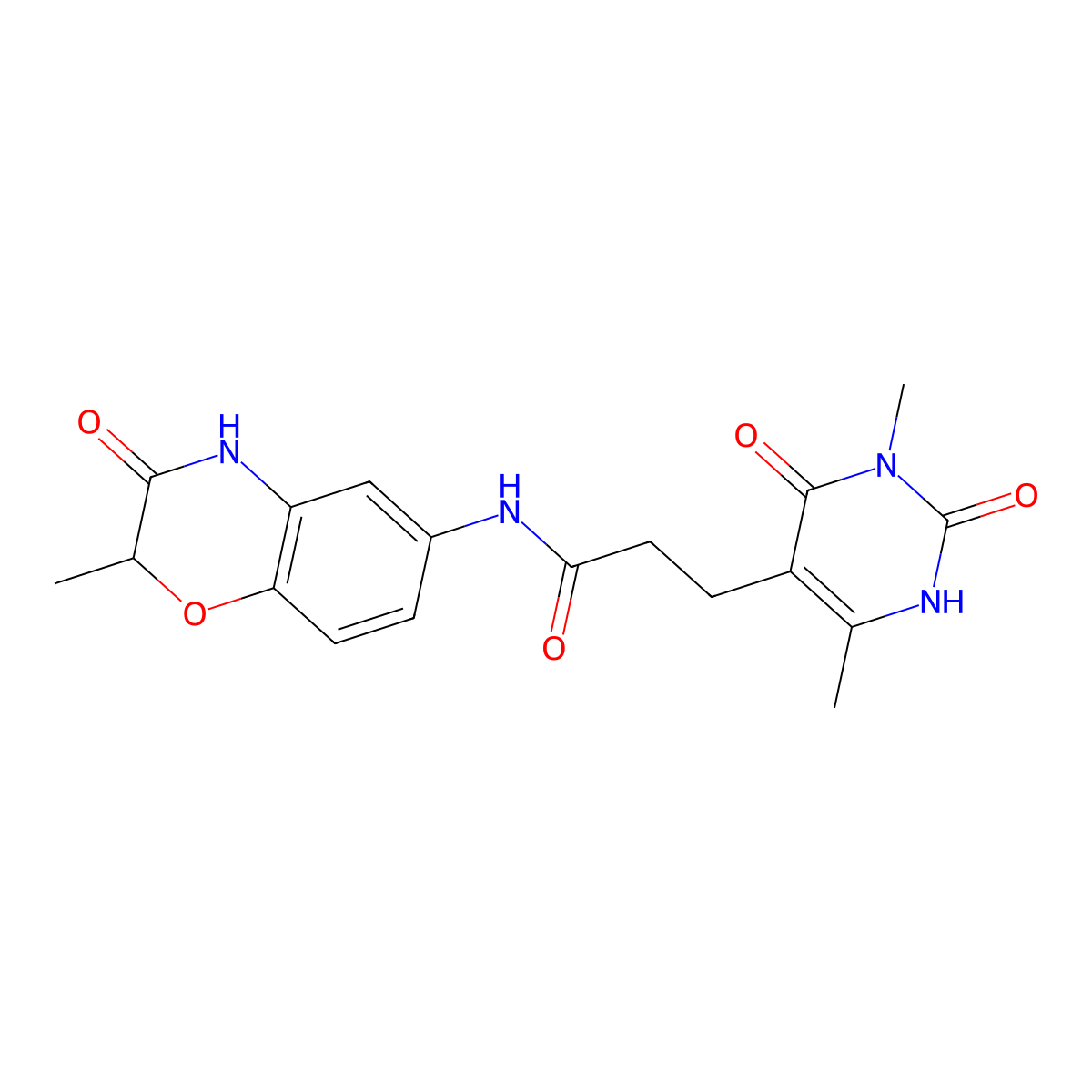 3-(3,6-dimethyl-2,4-dioxo-1,2,3,4-tetrahydropyrimidin-5-yl)-N-(2-methyl-3-oxo-3,4-dihydro-2H-benzo[b][1,4]oxazin-6-yl)propanamide molecular structure, CAS 1105226-51-4