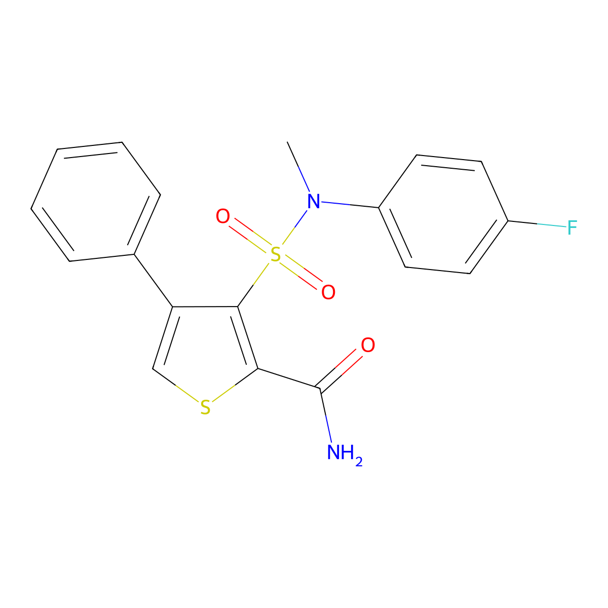 3-[(4-Fluorophenyl)(methyl)sulfamoyl]-4-phenylthiophene-2-carboxamide molecular structure, CAS 1105226-53-6