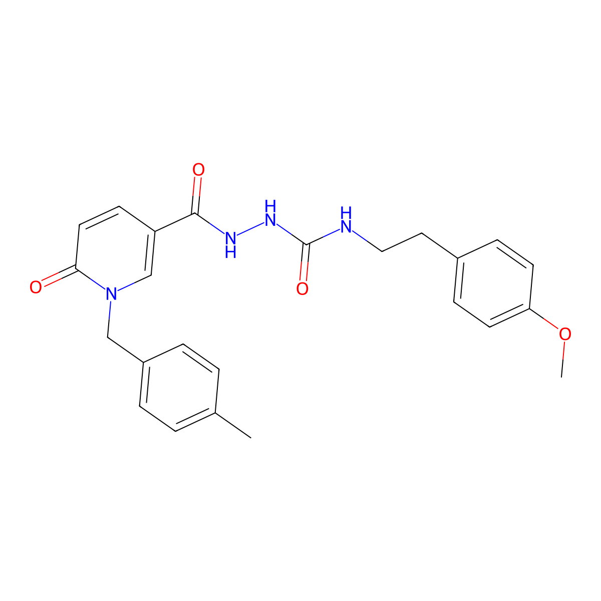 N-(4-methoxyphenethyl)-2-(1-(4-methylbenzyl)-6-oxo-1,6-dihydropyridine-3-carbonyl)hydrazinecarboxamide molecular structure, CAS 1105226-60-5