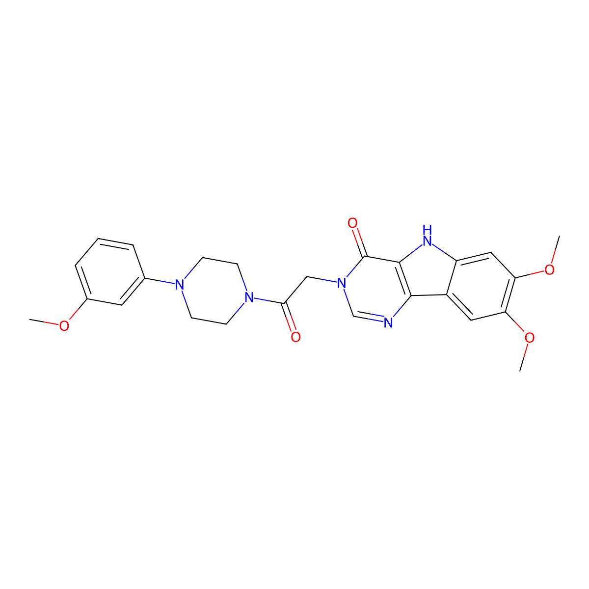 7,8-dimethoxy-3-(2-(4-(3-methoxyphenyl)piperazin-1-yl)-2-oxoethyl)-3H-pyrimido[5,4-b]indol-4(5H)-one molecular structure, CAS 1105226-62-7
