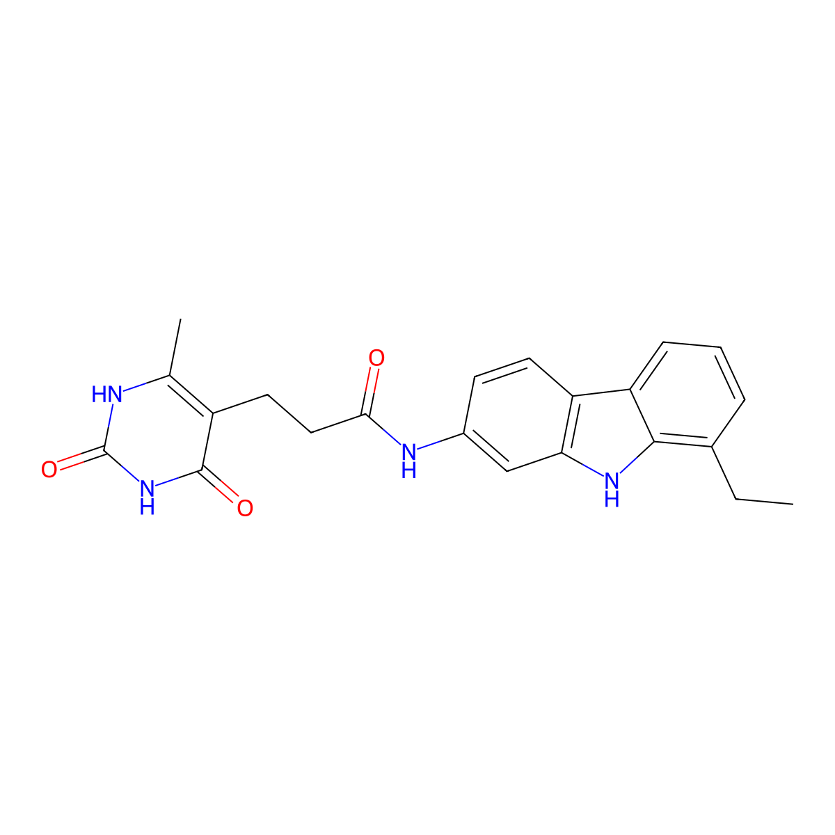 N-(8-ethyl-9H-carbazol-2-yl)-3-(6-methyl-2,4-dioxo-1,2,3,4-tetrahydropyrimidin-5-yl)propanamide molecular structure, CAS 1105226-63-8