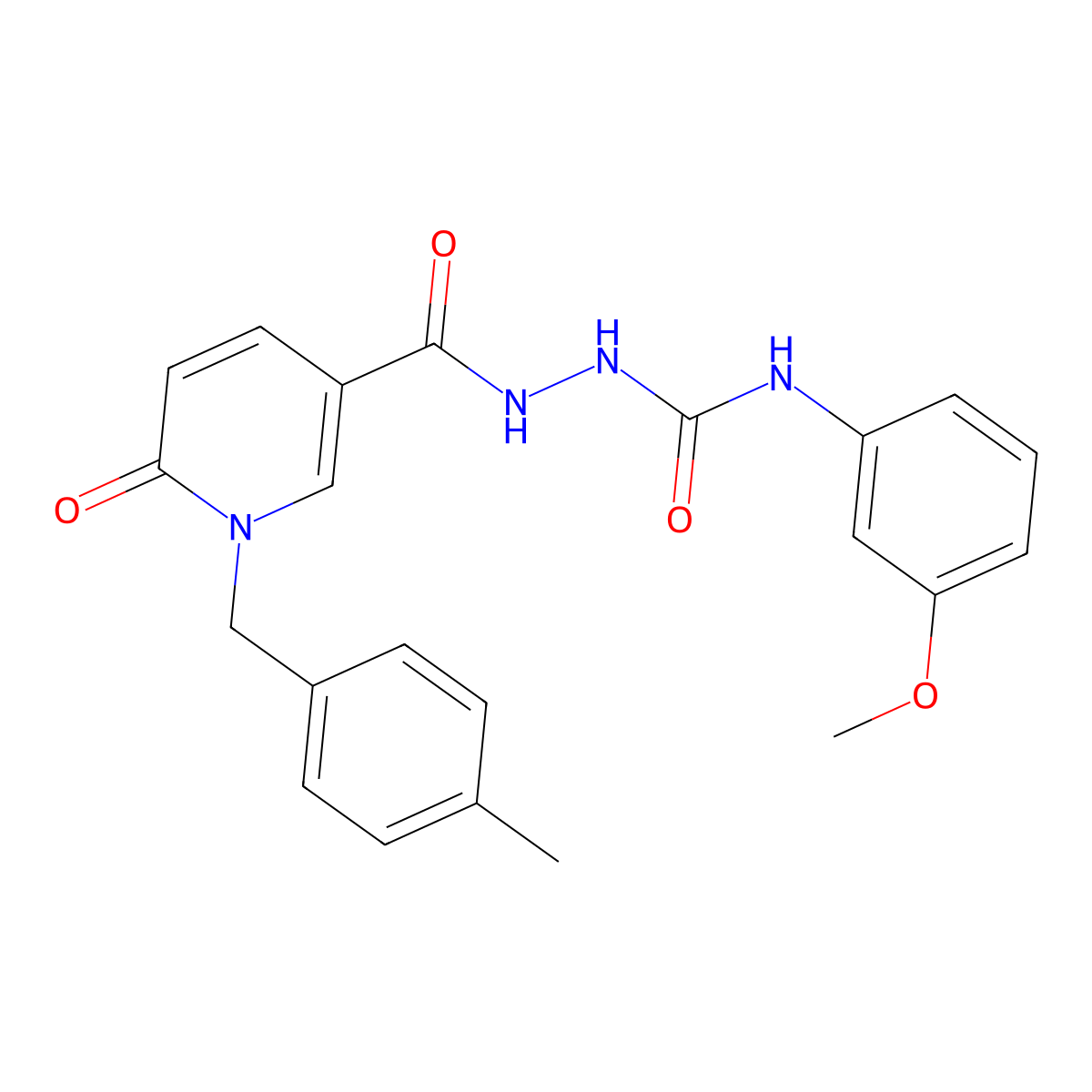 N-(3-methoxyphenyl)-2-(1-(4-methylbenzyl)-6-oxo-1,6-dihydropyridine-3-carbonyl)hydrazinecarboxamide molecular structure, CAS 1105226-78-5