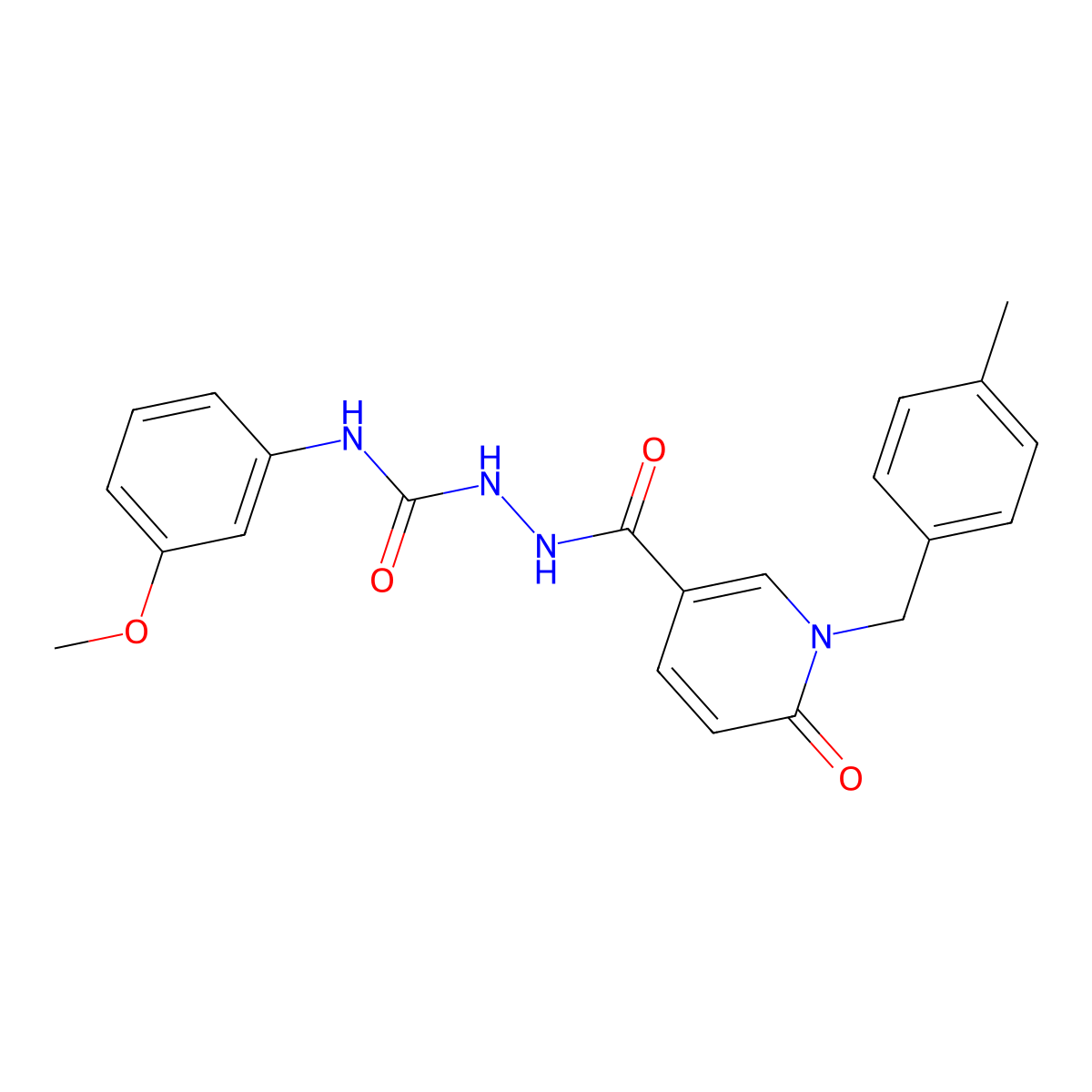 N-(3-methoxyphenyl)-2-(1-(4-methylbenzyl)-6-oxo-1,6-dihydropyridine-3-carbonyl)hydrazinecarboxamide molecular structure, CAS 1105226-78-5