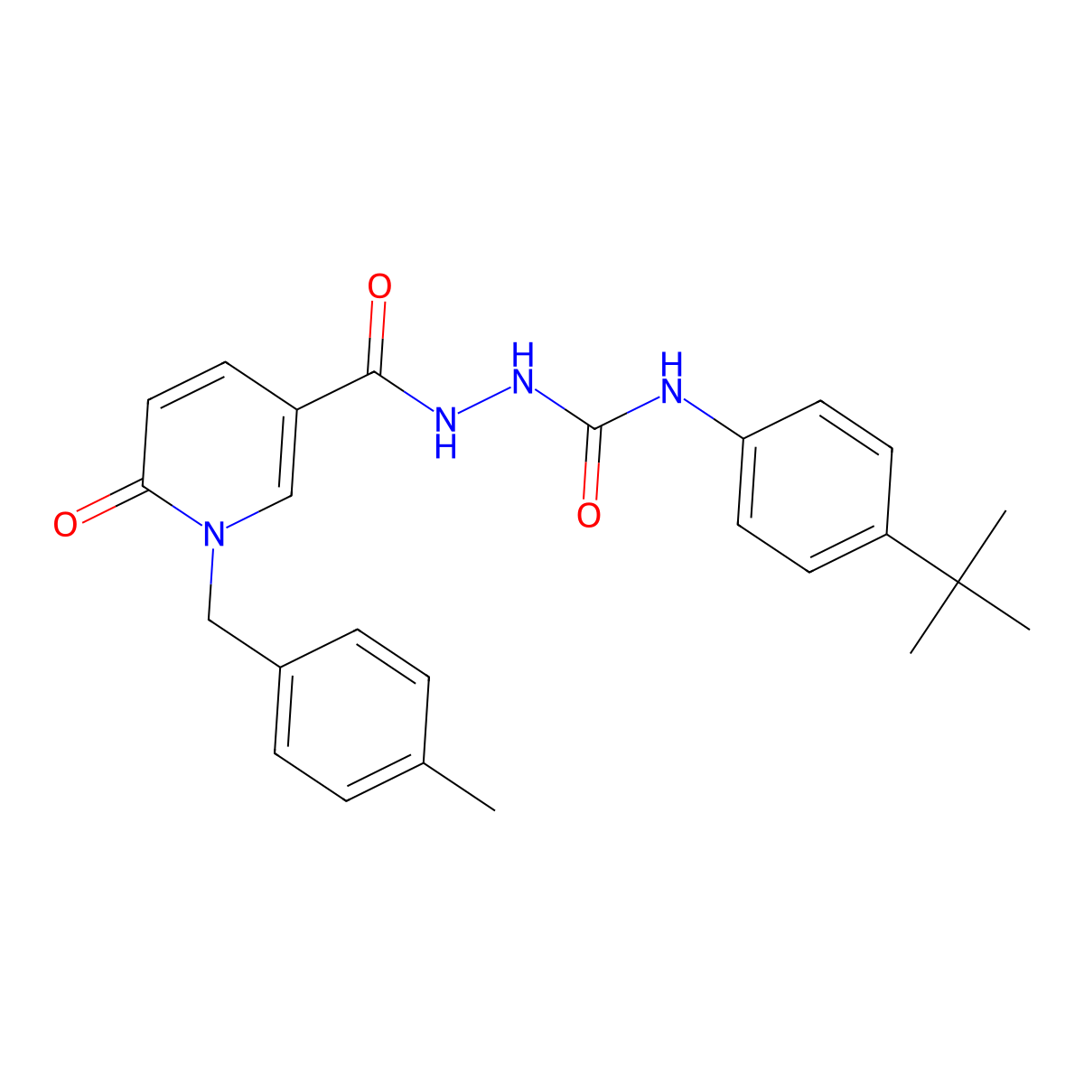 N-(4-(tert-butyl)phenyl)-2-(1-(4-methylbenzyl)-6-oxo-1,6-dihydropyridine-3-carbonyl)hydrazinecarboxamide molecular structure, CAS 1105226-84-3