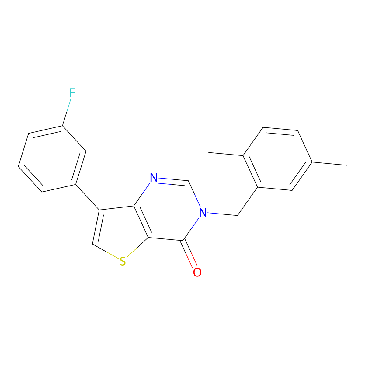 3-(2,5-dimethylbenzyl)-7-(3-fluorophenyl)thieno[3,2-d]pyrimidin-4(3H)-one molecular structure, CAS 1105226-86-5