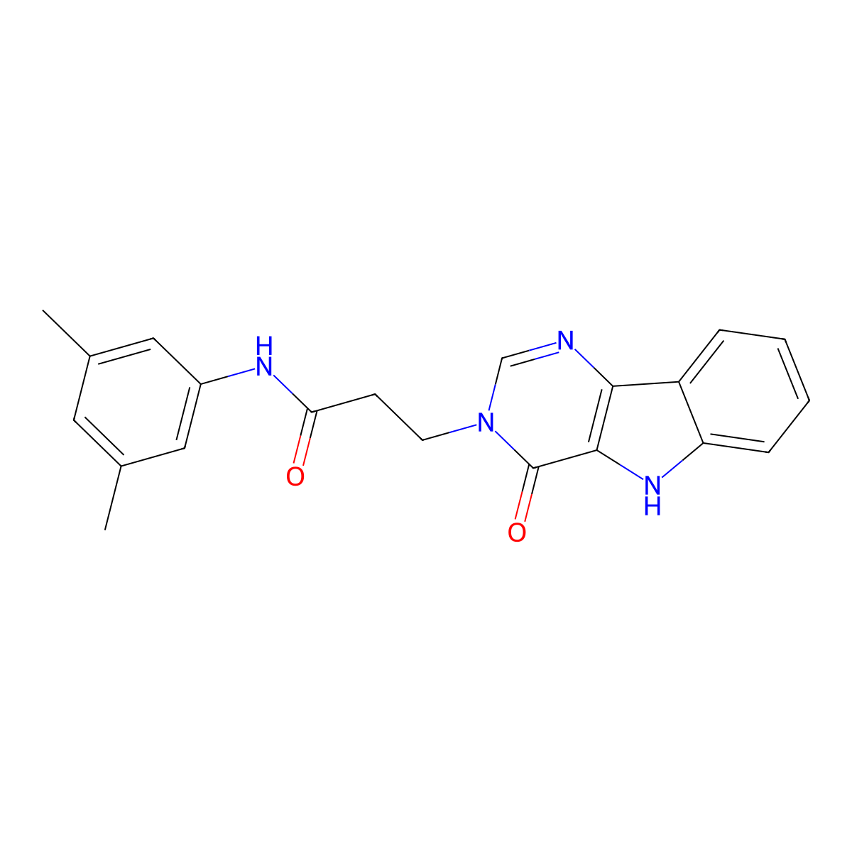 N-(3,5-dimethylphenyl)-3-(4-oxo-4,5-dihydro-3H-pyrimido[5,4-b]indol-3-yl)propanamide molecular structure, CAS 1105226-96-7
