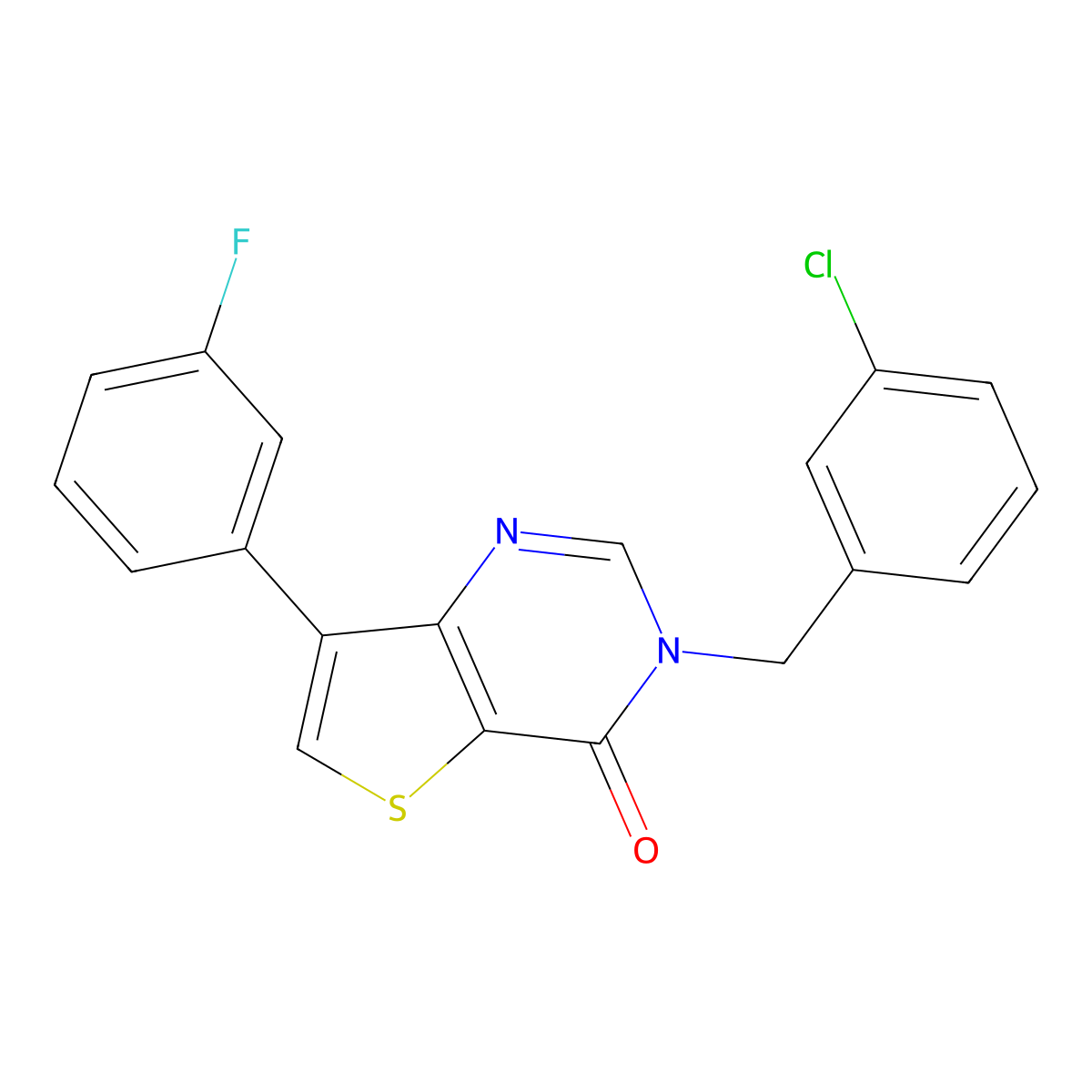 3-(3-chlorobenzyl)-7-(3-fluorophenyl)thieno[3,2-d]pyrimidin-4(3H)-one molecular structure, CAS 1105227-06-2