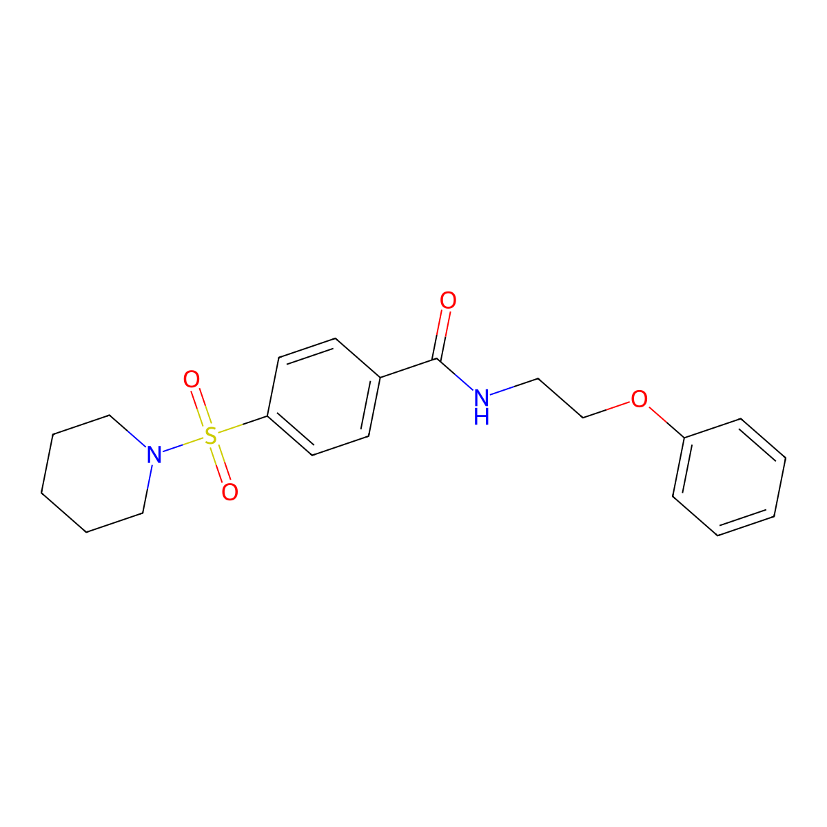 N-(2-phenoxyethyl)-4-(piperidine-1-sulfonyl)benzamide molecular structure, CAS 1105227-07-3
