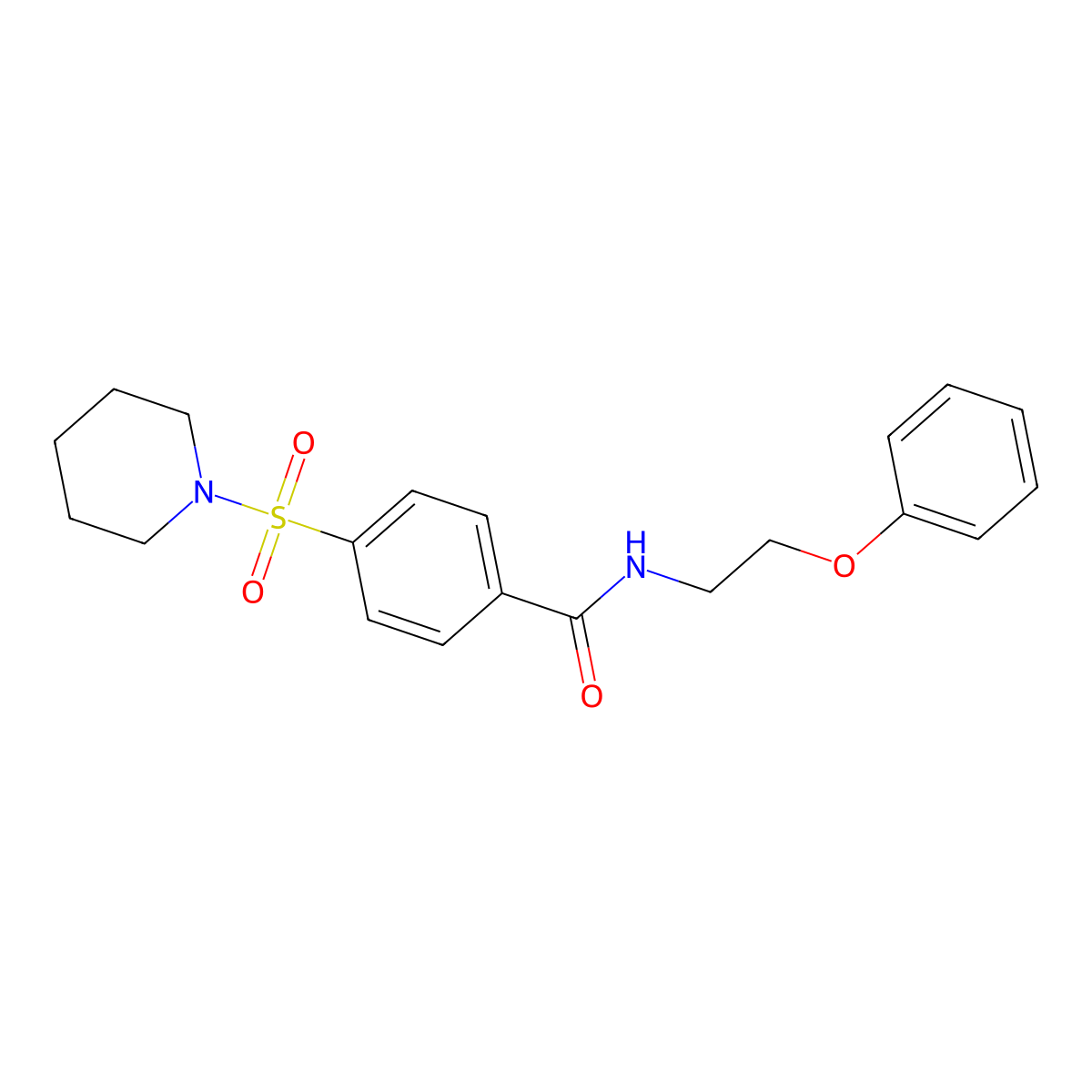 N-(2-phenoxyethyl)-4-(piperidine-1-sulfonyl)benzamide molecular structure, CAS 1105227-07-3