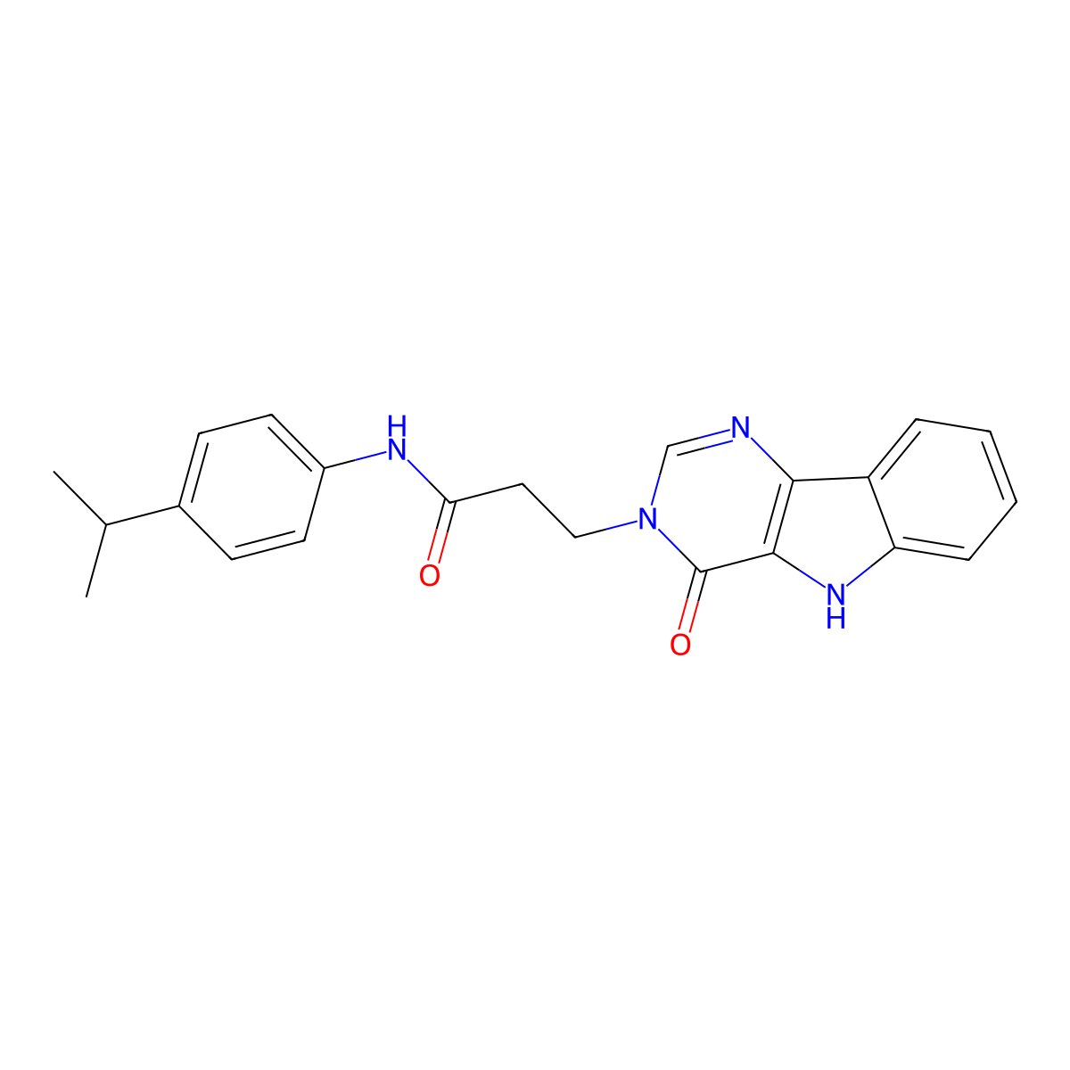 N-(4-isopropylphenyl)-3-(4-oxo-4,5-dihydro-3H-pyrimido[5,4-b]indol-3-yl)propanamide molecular structure, CAS 1105227-17-5