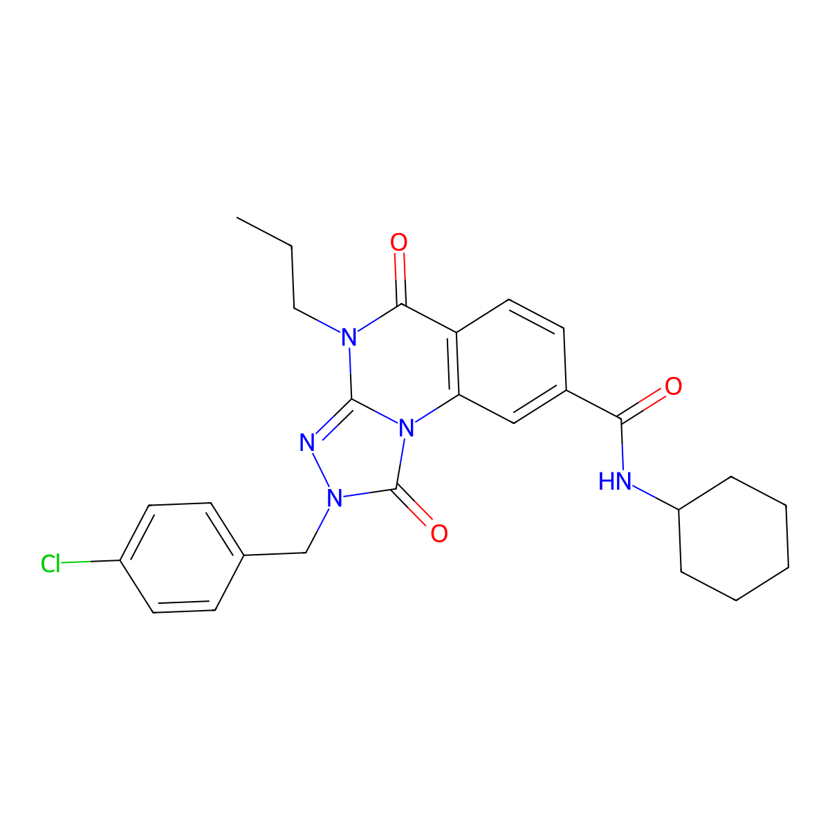 2-(4-chlorobenzyl)-N-cyclohexyl-1,5-dioxo-4-propyl-1,2,4,5-tetrahydro[1,2,4]triazolo[4,3-a]quinazoline-8-carboxamide molecular structure, CAS 1105227-27-7
