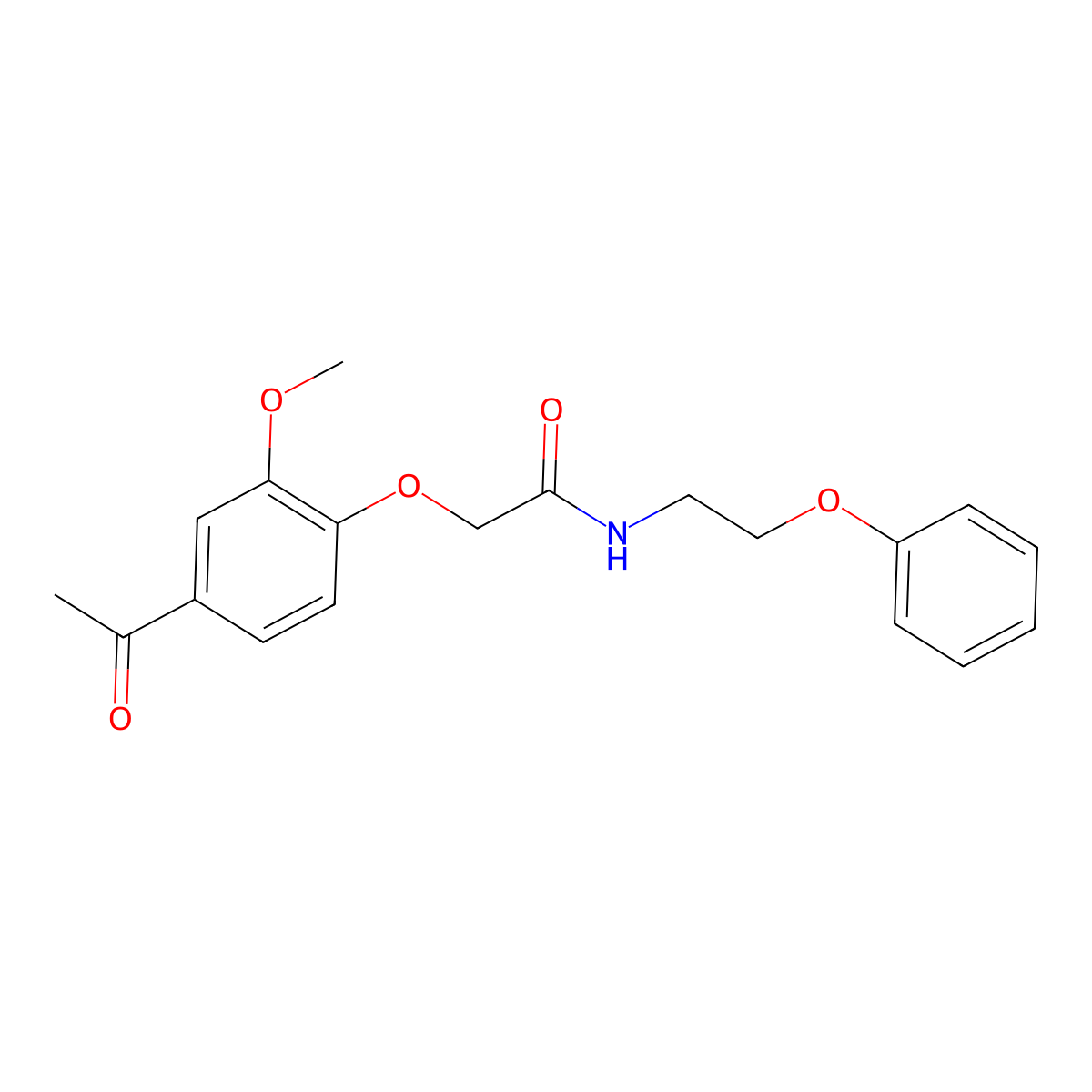 2-(4-acetyl-2-methoxyphenoxy)-N-(2-phenoxyethyl)acetamide molecular structure, CAS 1105227-28-8