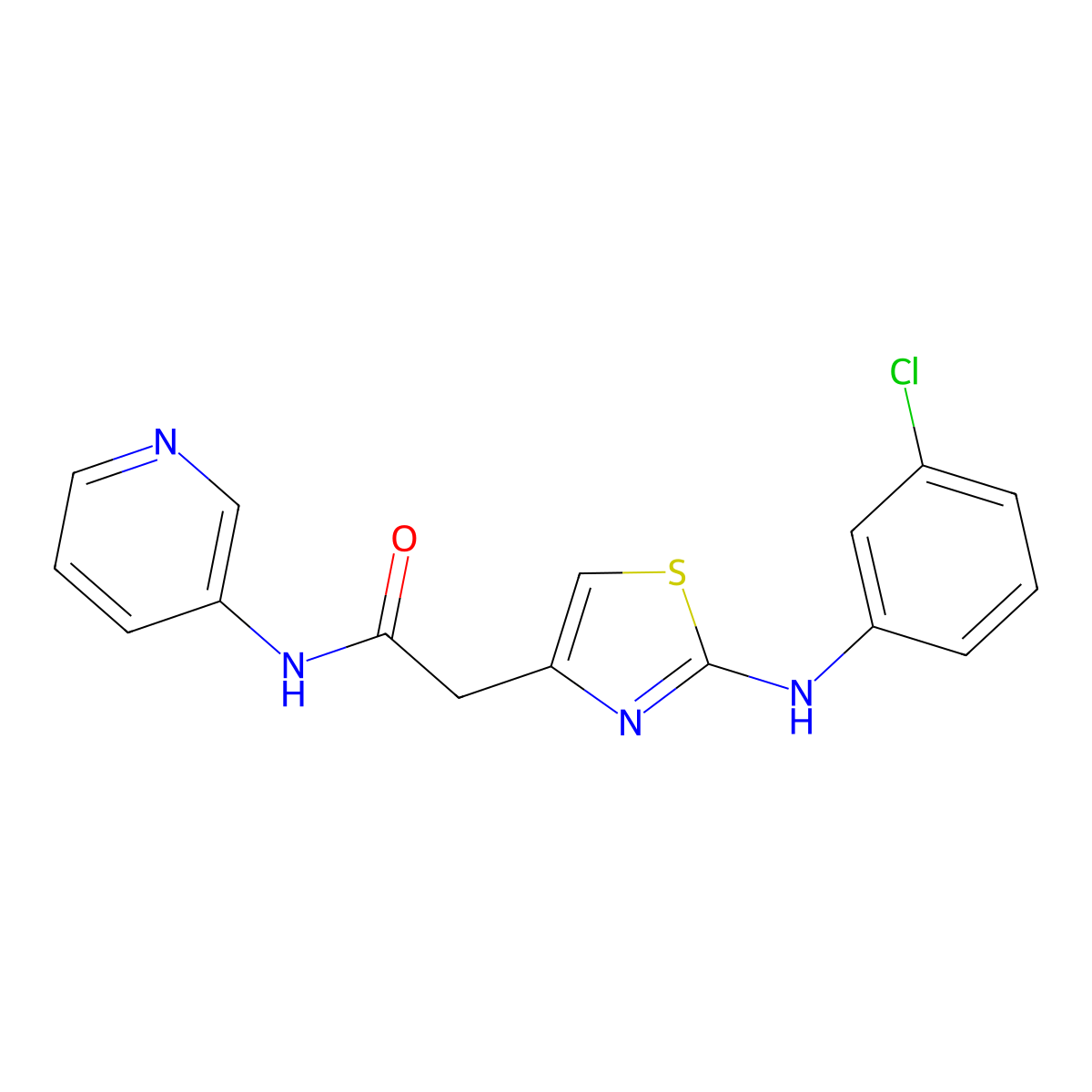 2-(2-((3-chlorophenyl)amino)thiazol-4-yl)-N-(pyridin-3-yl)acetamide molecular structure, CAS 1105227-30-2