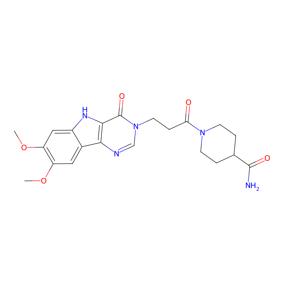 1-(3-(7,8-dimethoxy-4-oxo-4,5-dihydro-3H-pyrimido[5,4-b]indol-3-yl)propanoyl)piperidine-4-carboxamide molecular structure, CAS 1105227-31-3