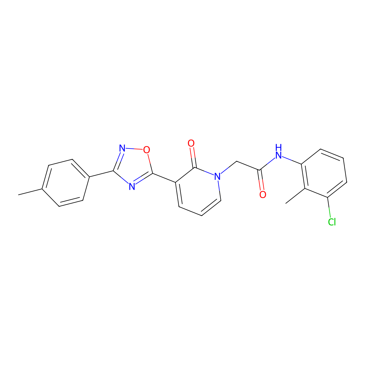 N-(3-chloro-2-methylphenyl)-2-[3-[3-(4-methylphenyl)-1,2,4-oxadiazol-5-yl]-2-oxopyridin-1(2H)-yl]acetamide molecular structure, CAS 1105227-38-0