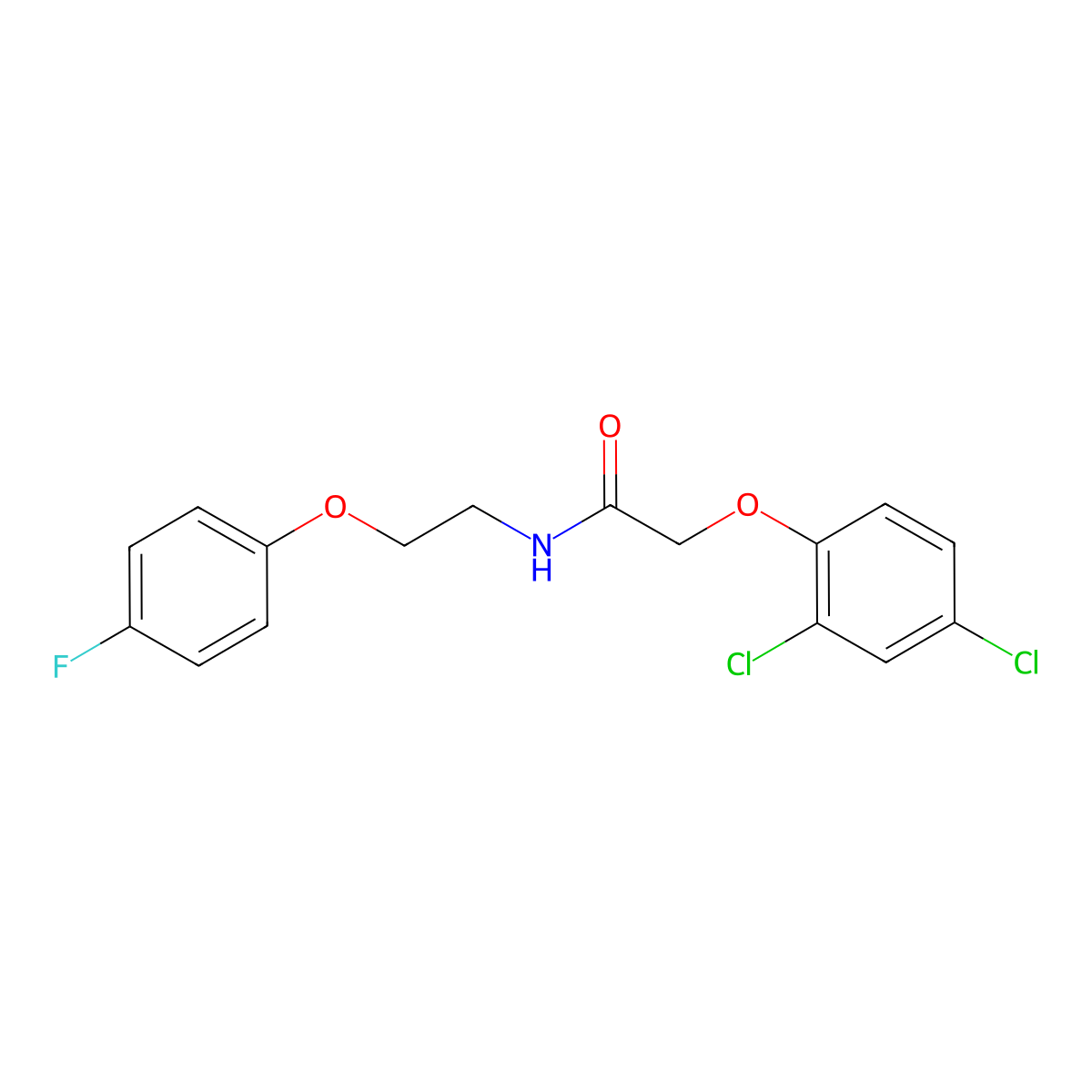 2-(2,4-dichlorophenoxy)-N-[2-(4-fluorophenoxy)ethyl]acetamide molecular structure, CAS 1105227-43-7