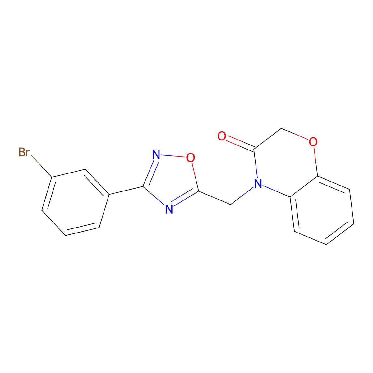 4-{[3-(3-bromophenyl)-1,2,4-oxadiazol-5-yl]methyl}-2H-1,4-benzoxazin-3(4H)-one molecular structure, CAS 1105227-46-0