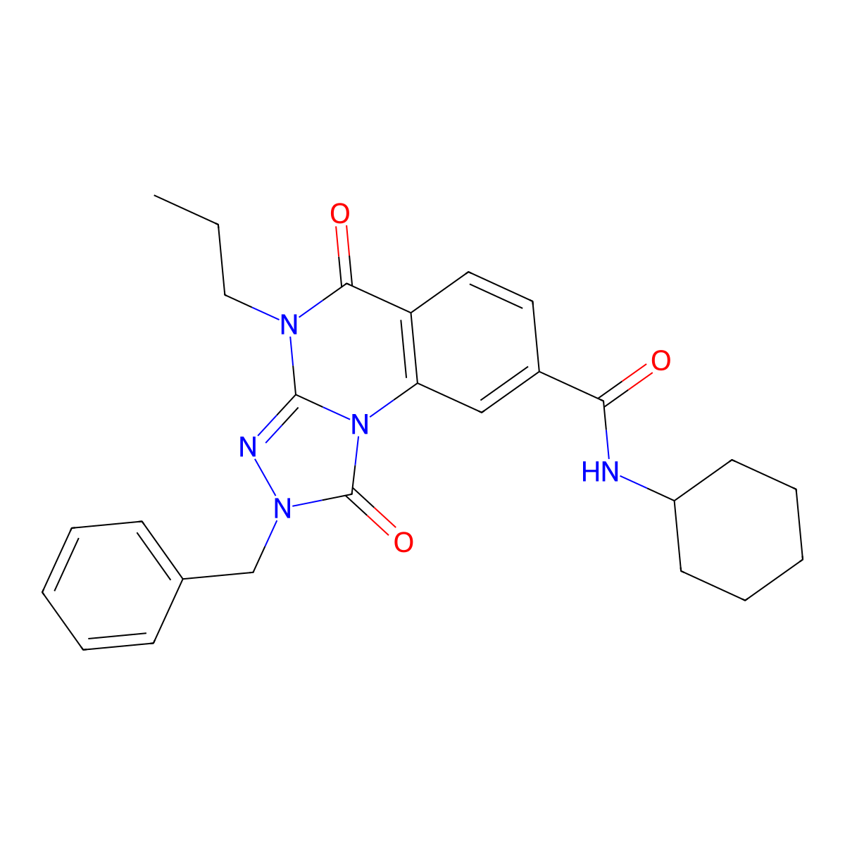 2-benzyl-N-cyclohexyl-1,5-dioxo-4-propyl-1,2,4,5-tetrahydro-[1,2,4]triazolo[4,3-a]quinazoline-8-carboxamide molecular structure, CAS 1105227-49-3