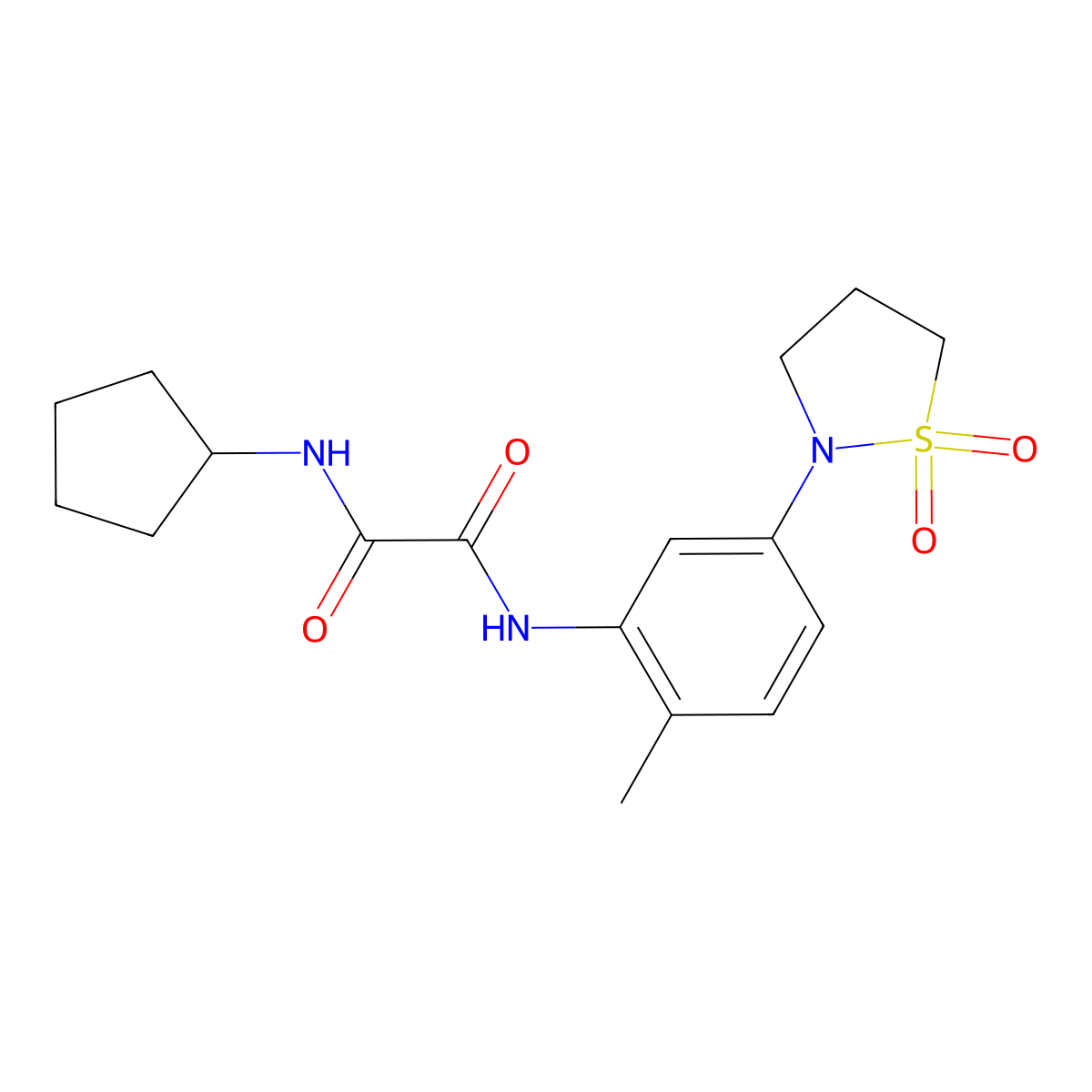 N1-cyclopentyl-N2-(5-(1,1-dioxidoisothiazolidin-2-yl)-2-methylphenyl)oxalamide molecular structure, CAS 1105227-50-6