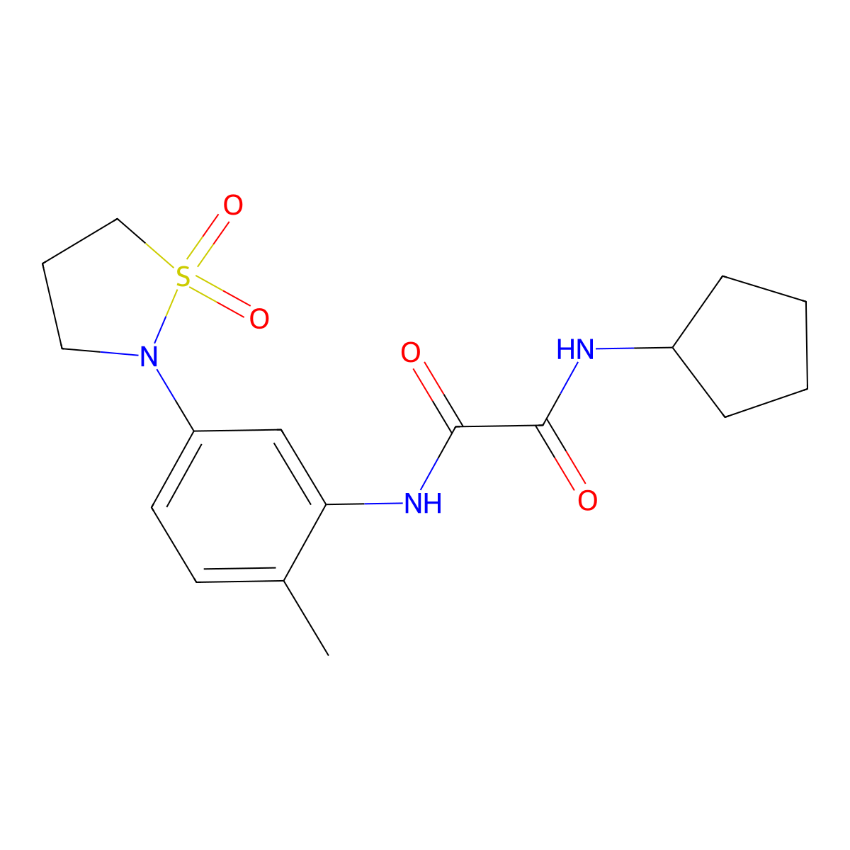 N1-cyclopentyl-N2-(5-(1,1-dioxidoisothiazolidin-2-yl)-2-methylphenyl)oxalamide molecular structure, CAS 1105227-50-6