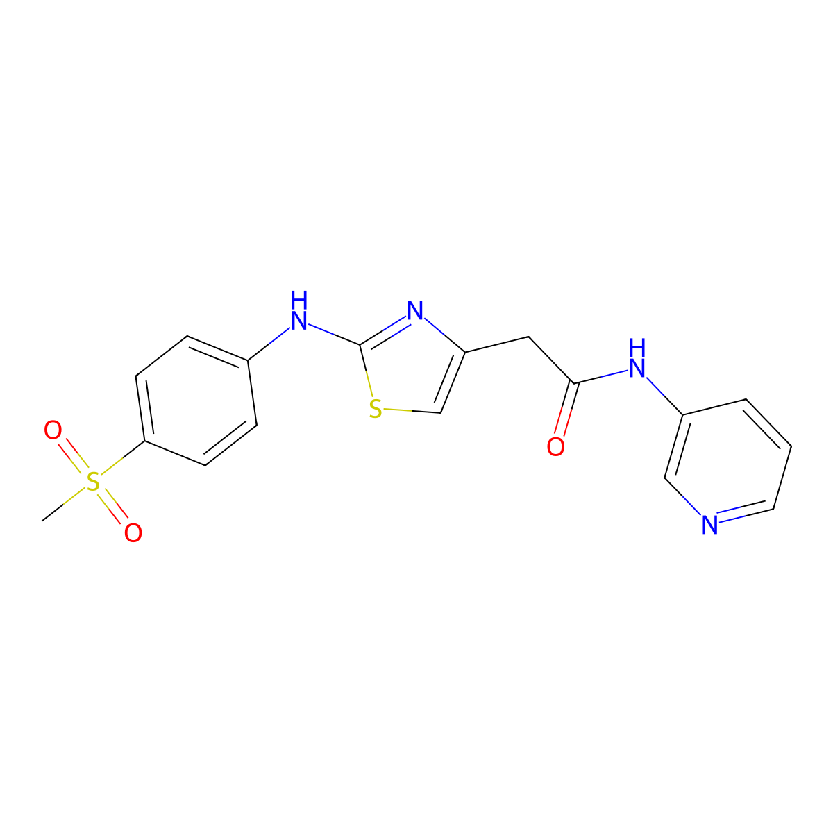 2-(2-((4-(methylsulfonyl)phenyl)amino)thiazol-4-yl)-N-(pyridin-3-yl)acetamide molecular structure, CAS 1105227-53-9