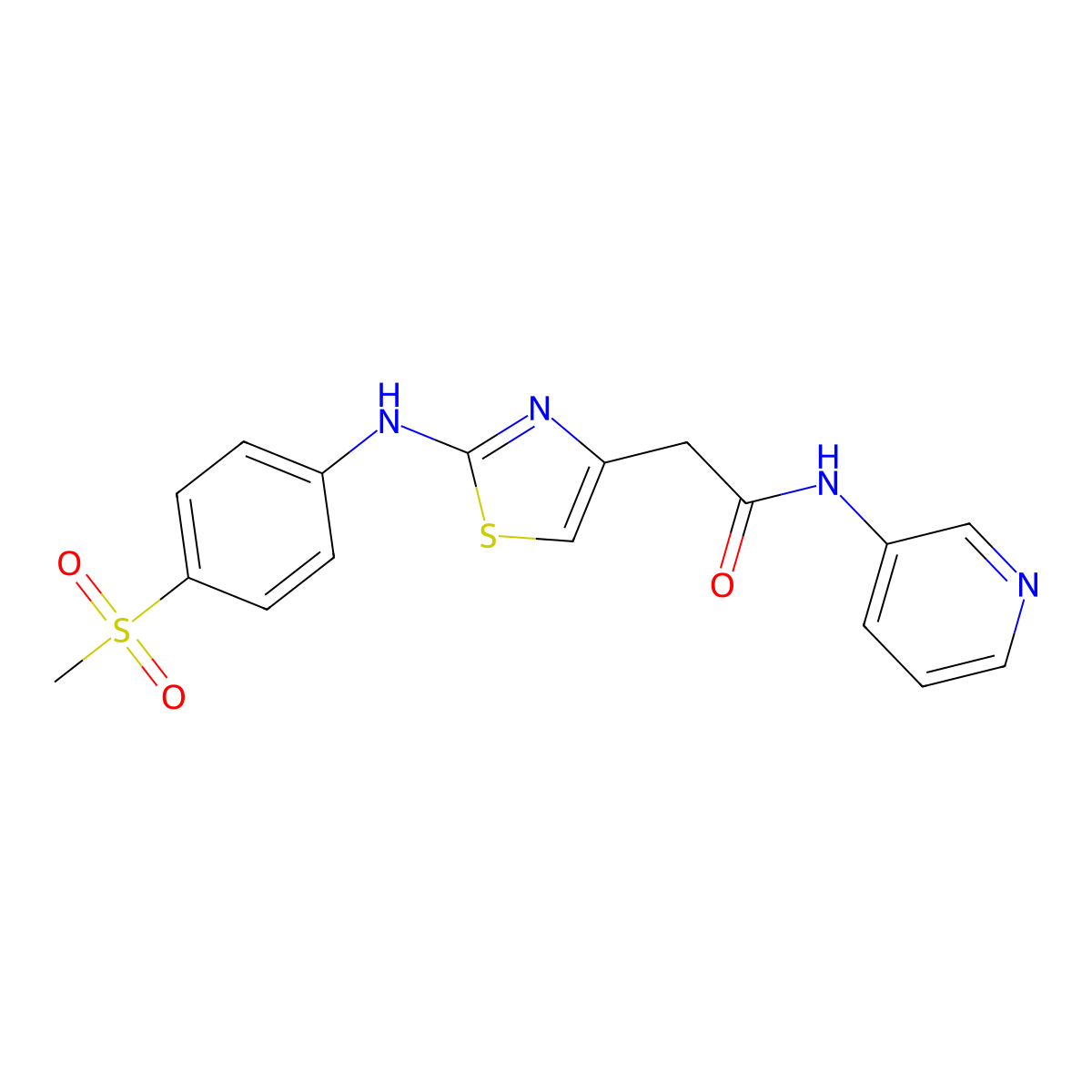 2-(2-((4-(methylsulfonyl)phenyl)amino)thiazol-4-yl)-N-(pyridin-3-yl)acetamide molecular structure, CAS 1105227-53-9