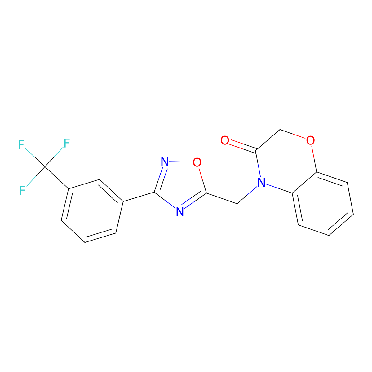 4-((3-(3-(trifluoromethyl)phenyl)-1,2,4-oxadiazol-5-yl)methyl)-2H-benzo[b][1,4]oxazin-3(4H)-one molecular structure, CAS 1105227-54-0