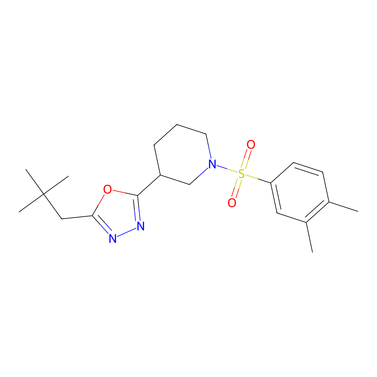 2-(1-((3,4-Dimethylphenyl)sulfonyl)piperidin-3-yl)-5-neopentyl-1,3,4-oxadiazole molecular structure, CAS 1105227-56-2