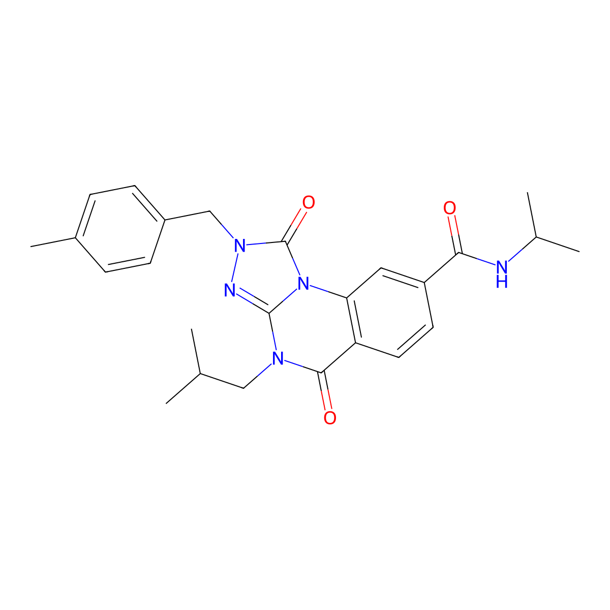 4-isobutyl-N-isopropyl-2-(4-methylbenzyl)-1,5-dioxo-1,2,4,5-tetrahydro[1,2,4]triazolo[4,3-a]quinazoline-8-carboxamide molecular structure, CAS 1105227-57-3