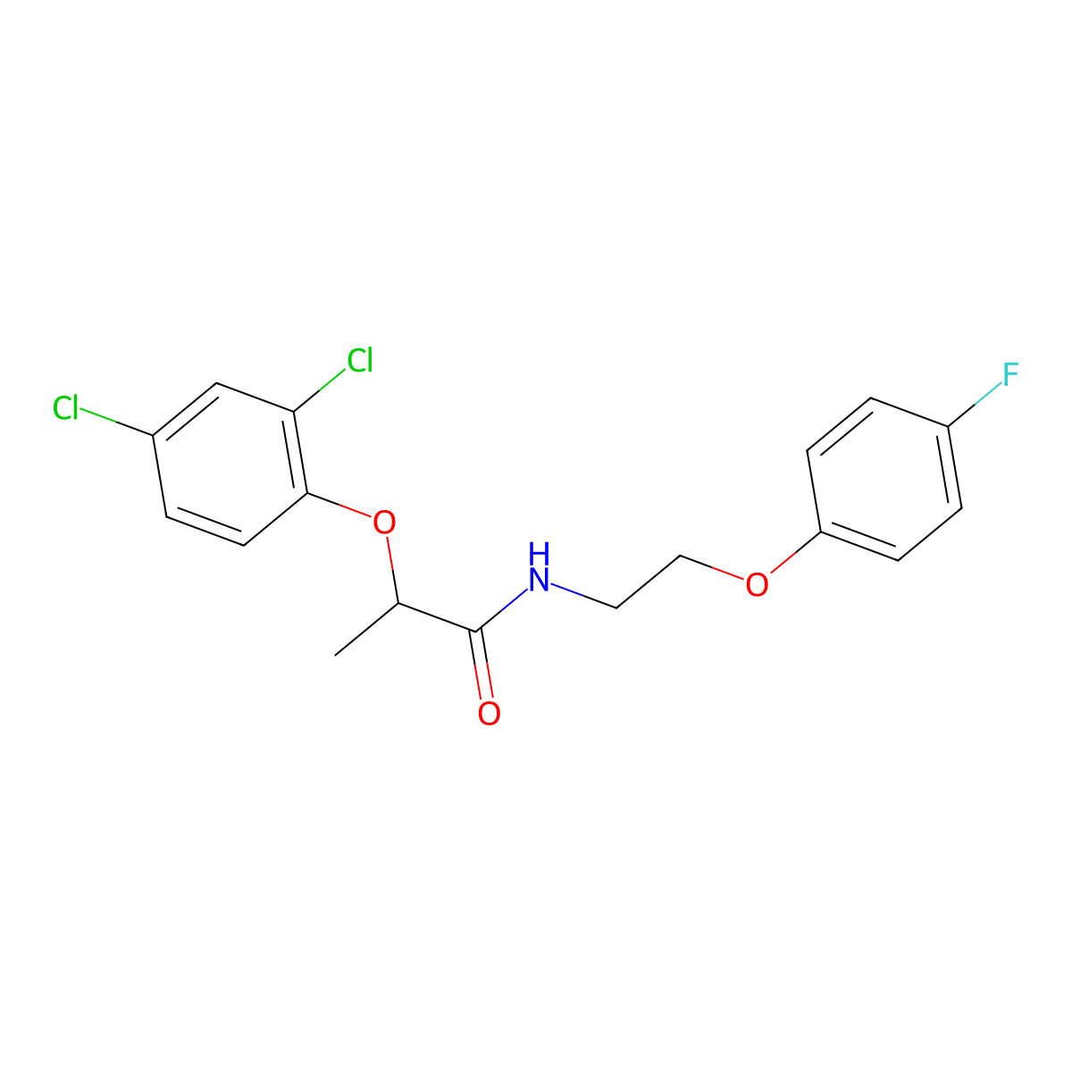 2-(2,4-dichlorophenoxy)-N-[2-(4-fluorophenoxy)ethyl]propanamide molecular structure, CAS 1105227-59-5