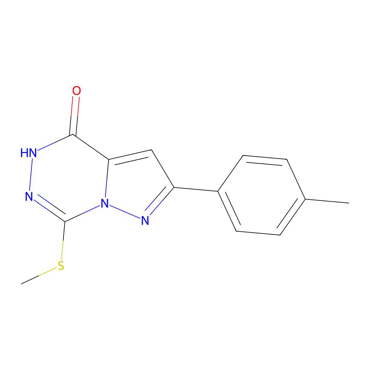 2-(4-methylphenyl)-7-(methylthio)pyrazolo[1,5-d][1,2,4]triazin-4(5H)-one molecular structure, CAS 1105227-62-0