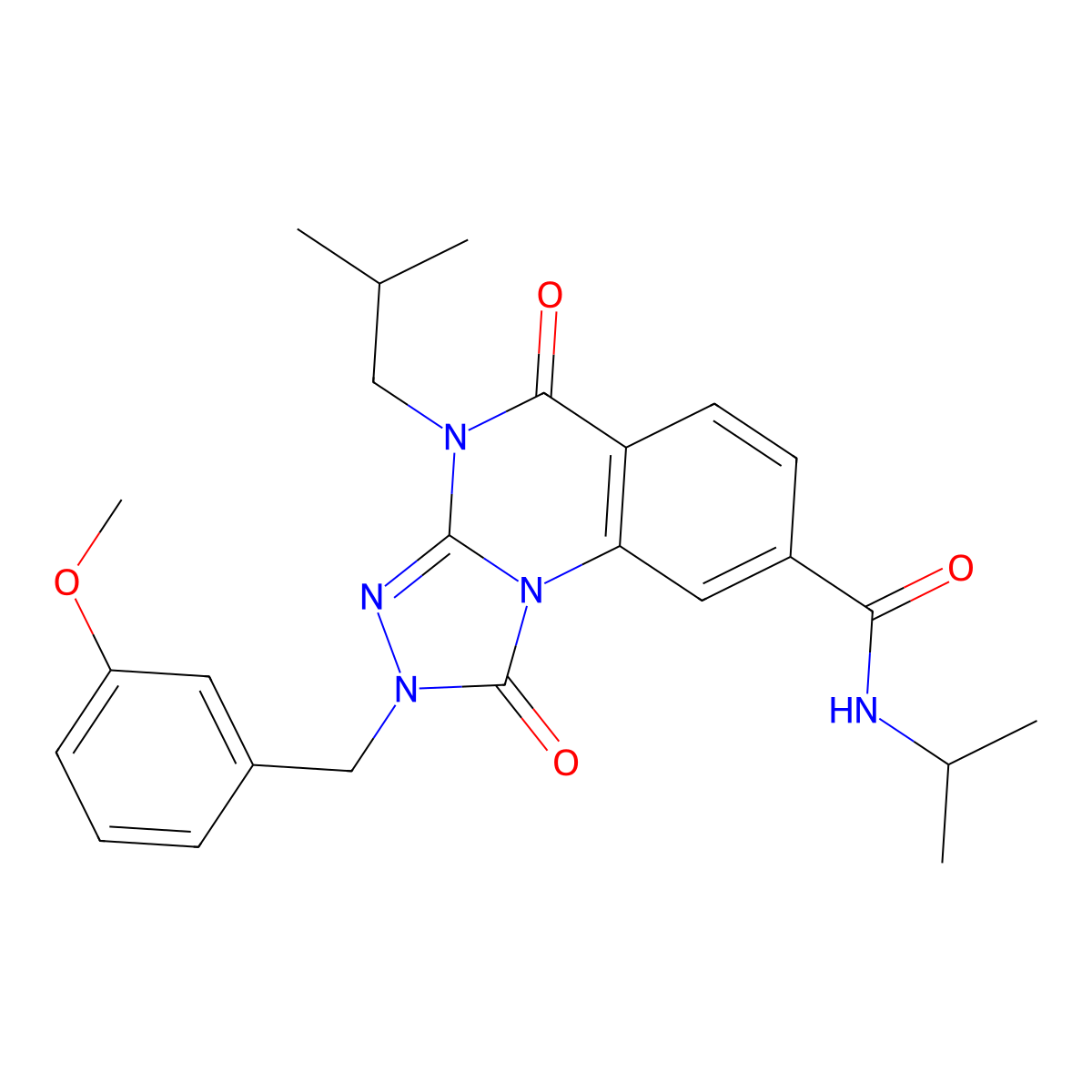 4-isobutyl-N-isopropyl-2-(3-methoxybenzyl)-1,5-dioxo-1,2,4,5-tetrahydro[1,2,4]triazolo[4,3-a]quinazoline-8-carboxamide molecular structure, CAS 1105227-65-3
