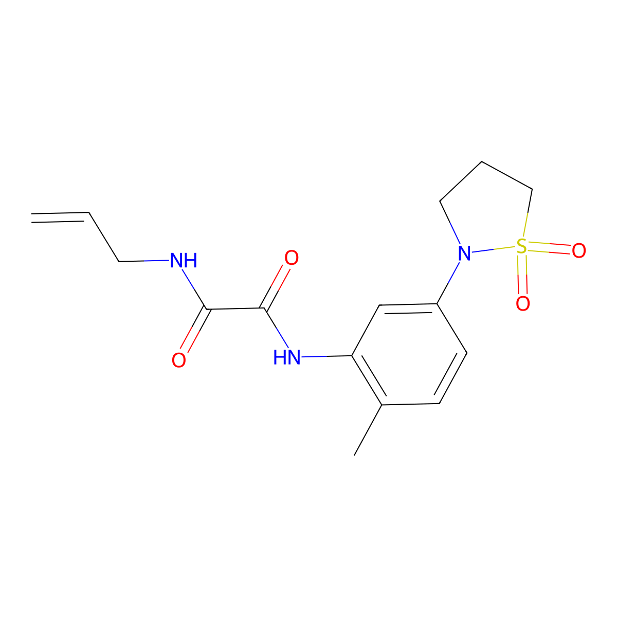N1-allyl-N2-(5-(1,1-dioxidoisothiazolidin-2-yl)-2-methylphenyl)oxalamide molecular structure, CAS 1105227-66-4