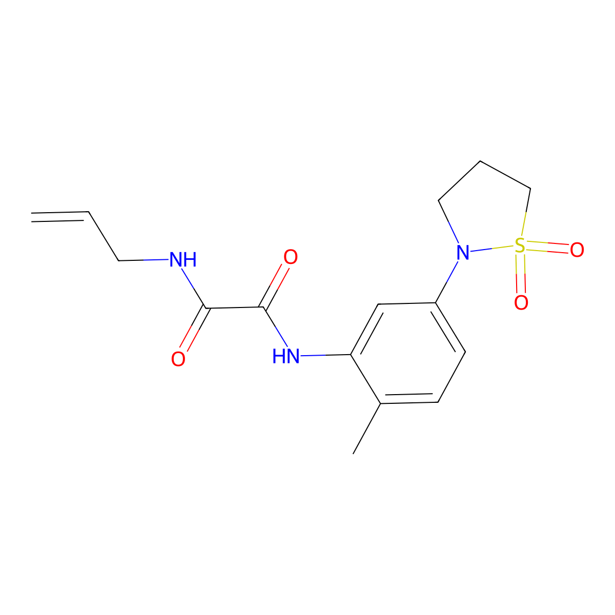 N1-allyl-N2-(5-(1,1-dioxidoisothiazolidin-2-yl)-2-methylphenyl)oxalamide molecular structure, CAS 1105227-66-4