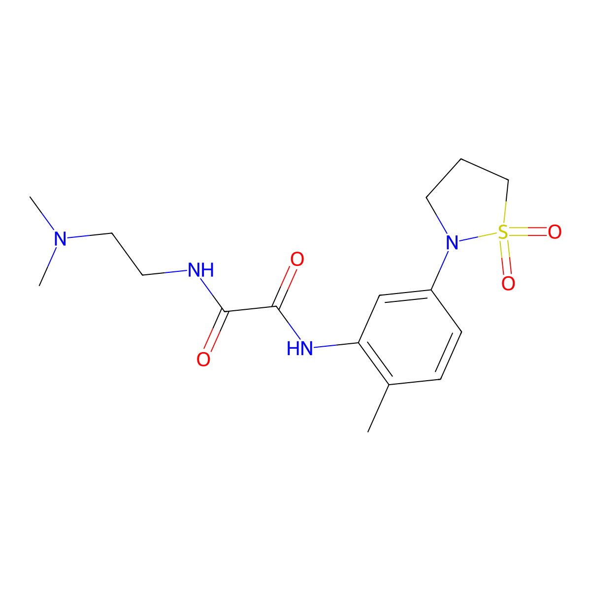 N1-(2-(dimethylamino)ethyl)-N2-(5-(1,1-dioxidoisothiazolidin-2-yl)-2-methylphenyl)oxalamide molecular structure, CAS 1105227-74-4