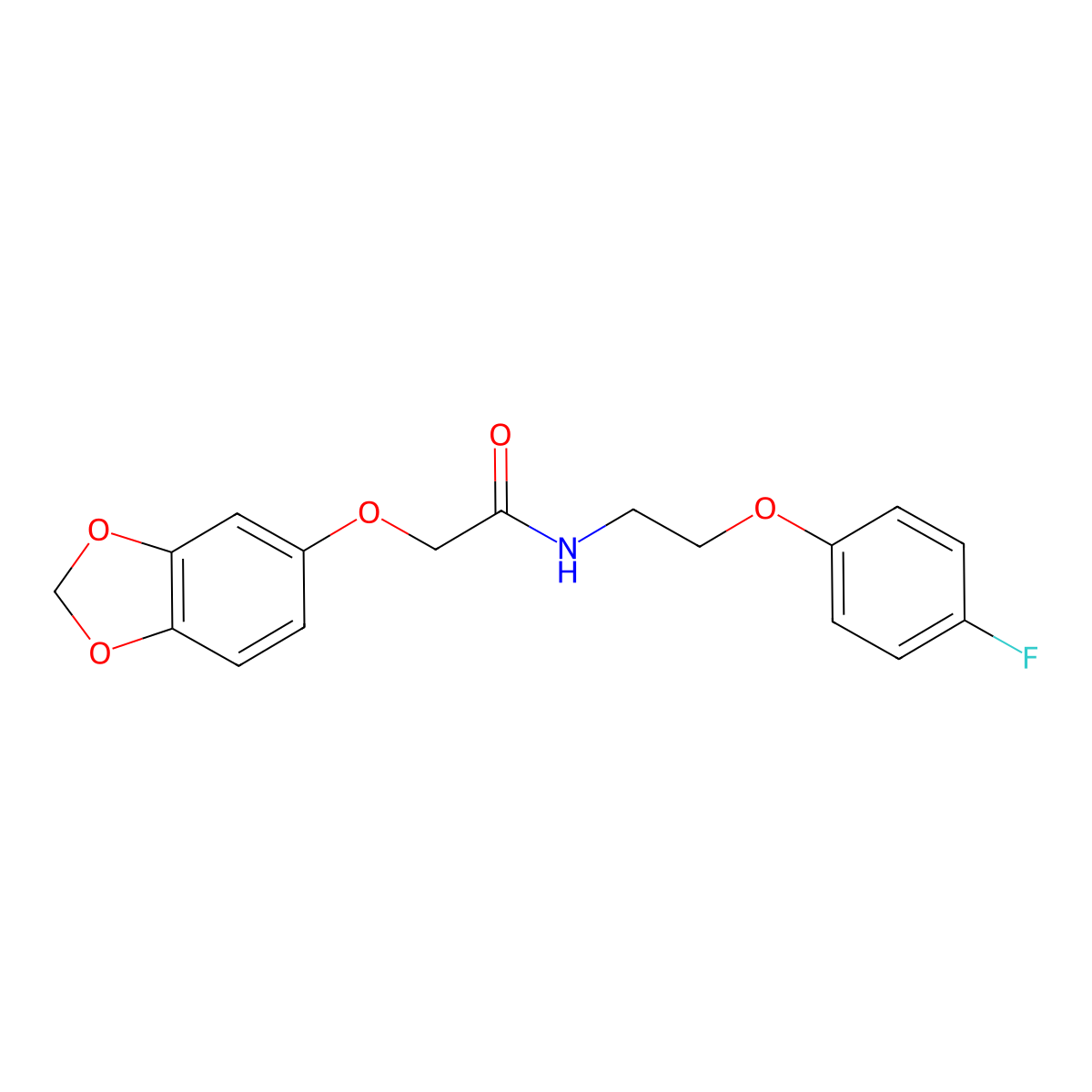 2-(benzo[d][1,3]dioxol-5-yloxy)-N-(2-(4-fluorophenoxy)ethyl)acetamide molecular structure, CAS 1105227-75-5