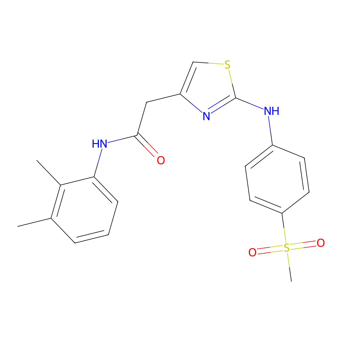 N-(2,3-dimethylphenyl)-2-(2-((4-(methylsulfonyl)phenyl)amino)thiazol-4-yl)acetamide molecular structure, CAS 1105227-77-7
