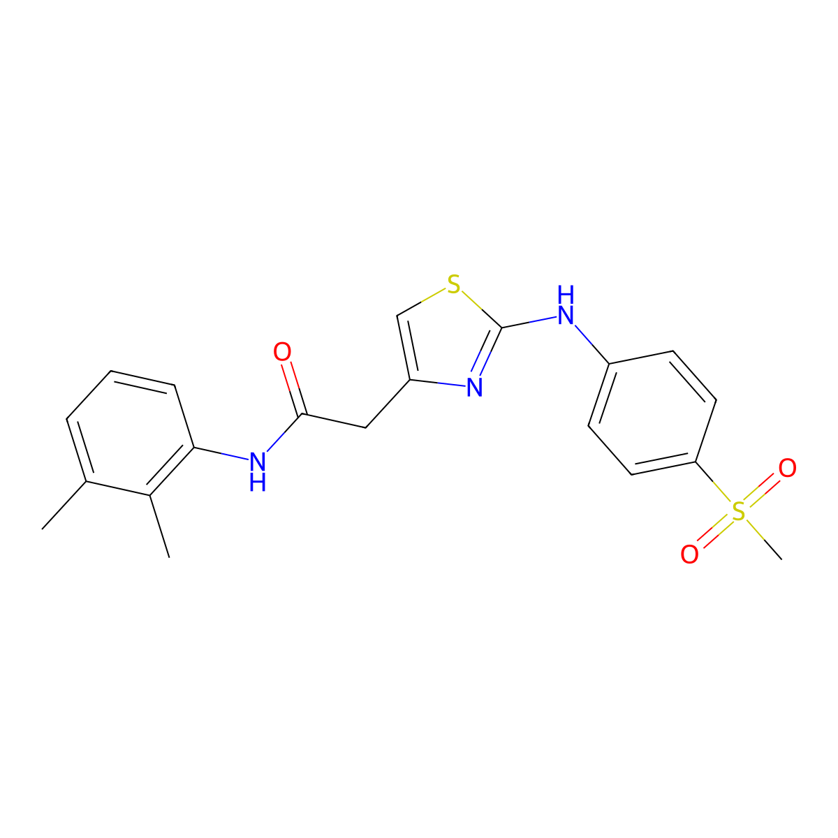 N-(2,3-dimethylphenyl)-2-(2-((4-(methylsulfonyl)phenyl)amino)thiazol-4-yl)acetamide molecular structure, CAS 1105227-77-7
