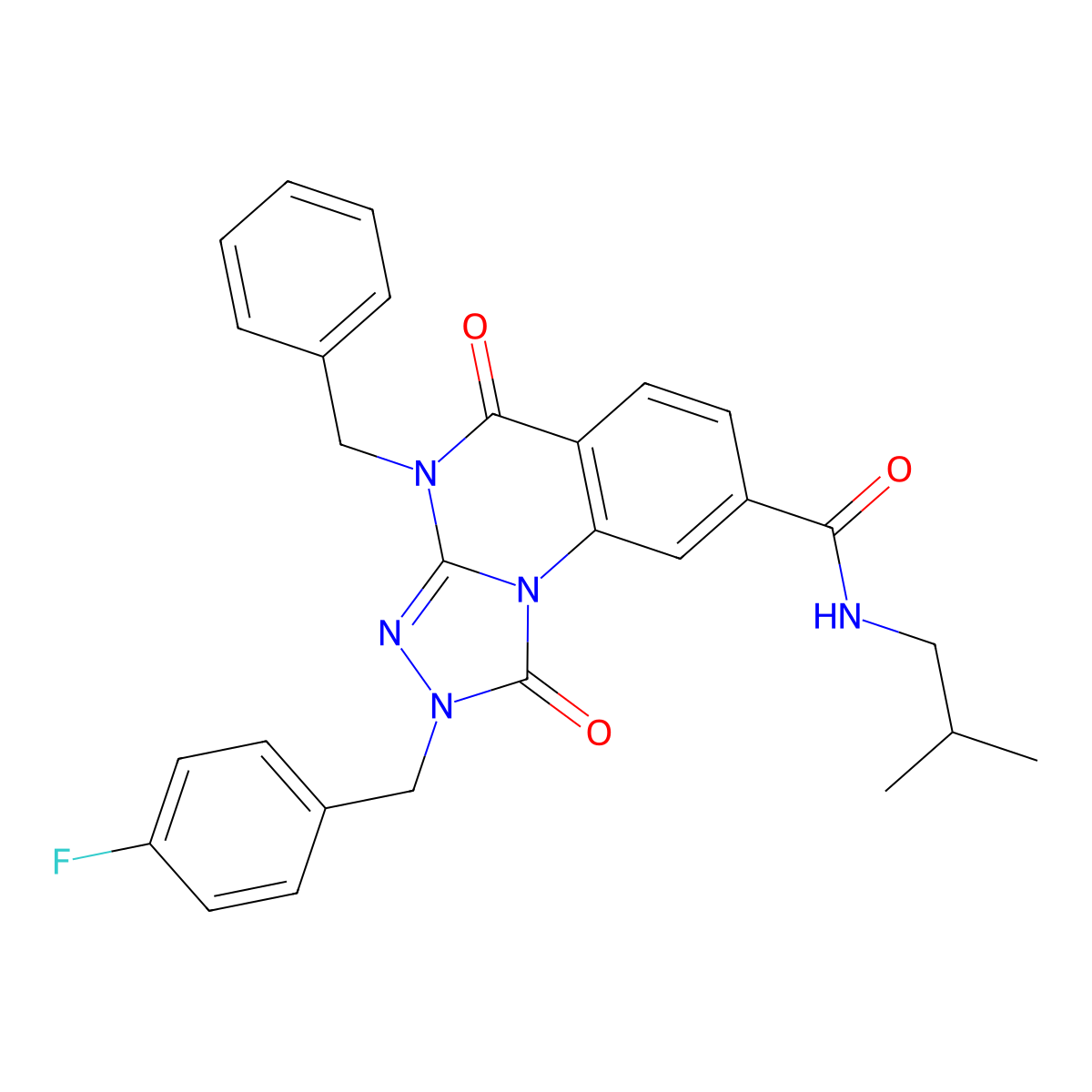 4-benzyl-2-(4-fluorobenzyl)-N-isobutyl-1,5-dioxo-1,2,4,5-tetrahydro-[1,2,4]triazolo[4,3-a]quinazoline-8-carboxamide molecular structure, CAS 1105227-80-2