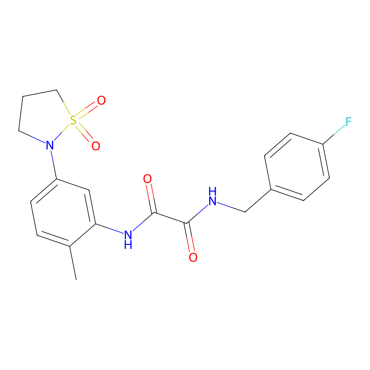 N1-(5-(1,1-dioxidoisothiazolidin-2-yl)-2-methylphenyl)-N2-(4-fluorobenzyl)oxalamide molecular structure, CAS 1105227-82-4