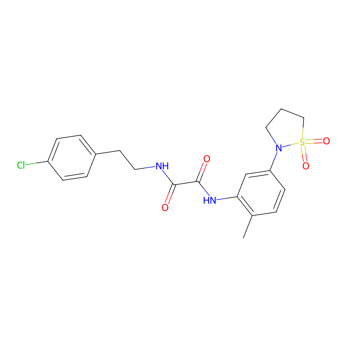N1-(4-chlorophenethyl)-N2-(5-(1,1-dioxidoisothiazolidin-2-yl)-2-methylphenyl)oxalamide molecular structure, CAS 1105227-90-4