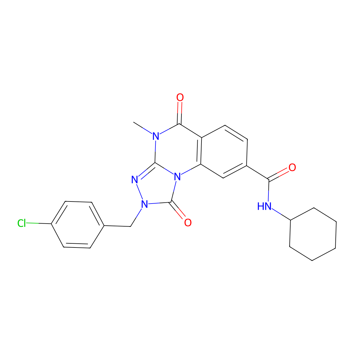 2-(4-chlorobenzyl)-N-cyclohexyl-4-methyl-1,5-dioxo-1,2,4,5-tetrahydro-[1,2,4]triazolo[4,3-a]quinazoline-8-carboxamide molecular structure, CAS 1105227-96-0