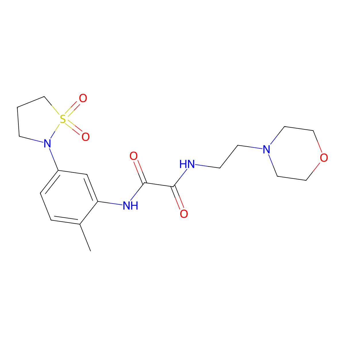 N1-(5-(1,1-dioxidoisothiazolidin-2-yl)-2-methylphenyl)-N2-(2-morpholinoethyl)oxalamide molecular structure, CAS 1105227-98-2