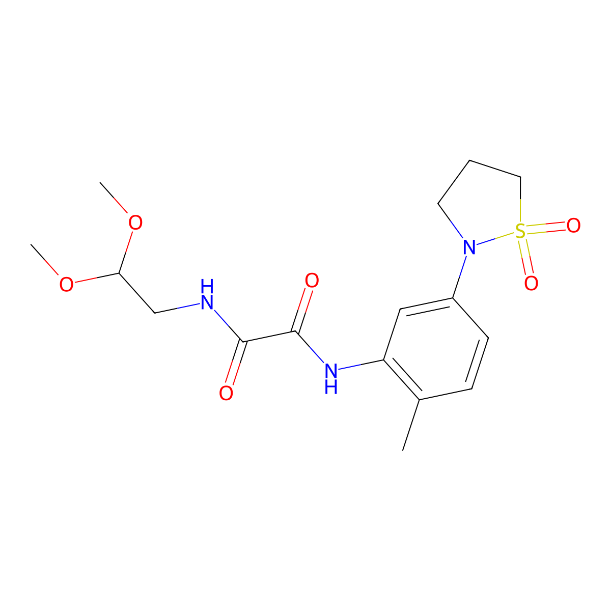 N1-(2,2-dimethoxyethyl)-N2-(5-(1,1-dioxidoisothiazolidin-2-yl)-2-methylphenyl)oxalamide molecular structure, CAS 1105228-06-5