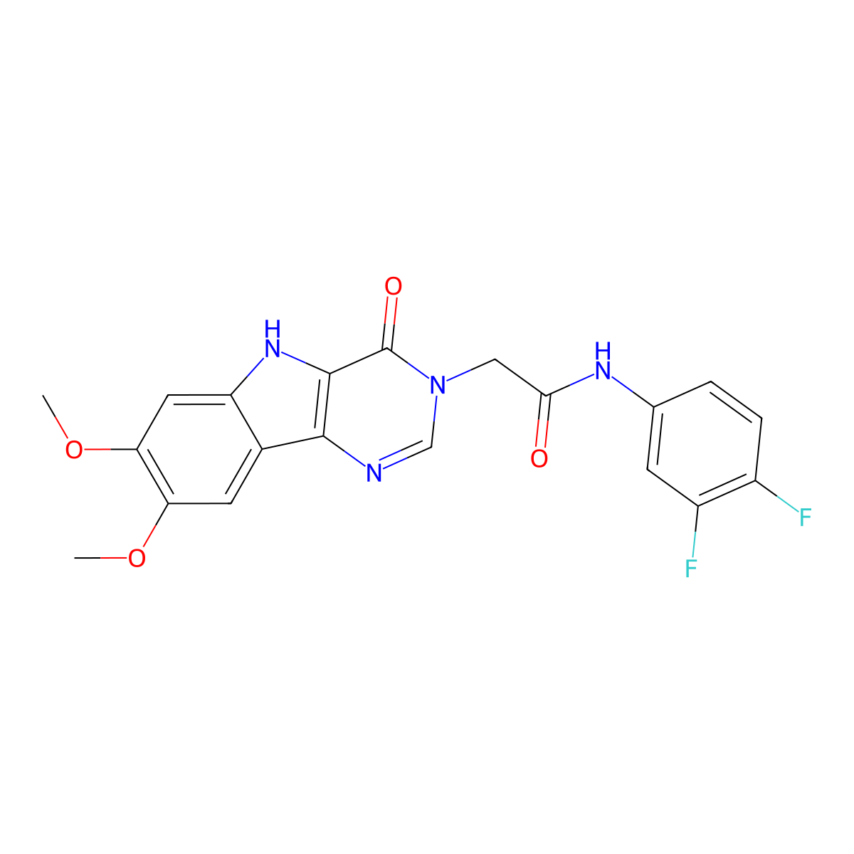 N-(3,4-difluorophenyl)-2-(7,8-dimethoxy-4-oxo-4,5-dihydro-3H-pyrimido[5,4-b]indol-3-yl)acetamide molecular structure, CAS 1105228-10-1