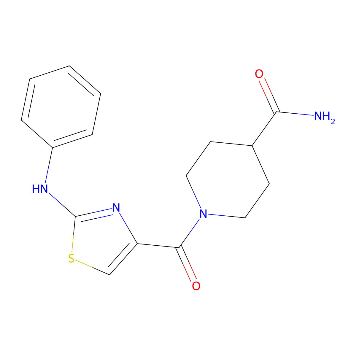 1-(2-(Phenylamino)thiazole-4-carbonyl)piperidine-4-carboxamide molecular structure, CAS 1105228-17-8