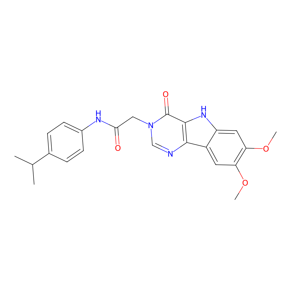 2-(7,8-dimethoxy-4-oxo-4,5-dihydro-3H-pyrimido[5,4-b]indol-3-yl)-N-(4-isopropylphenyl)acetamide molecular structure, CAS 1105228-18-9