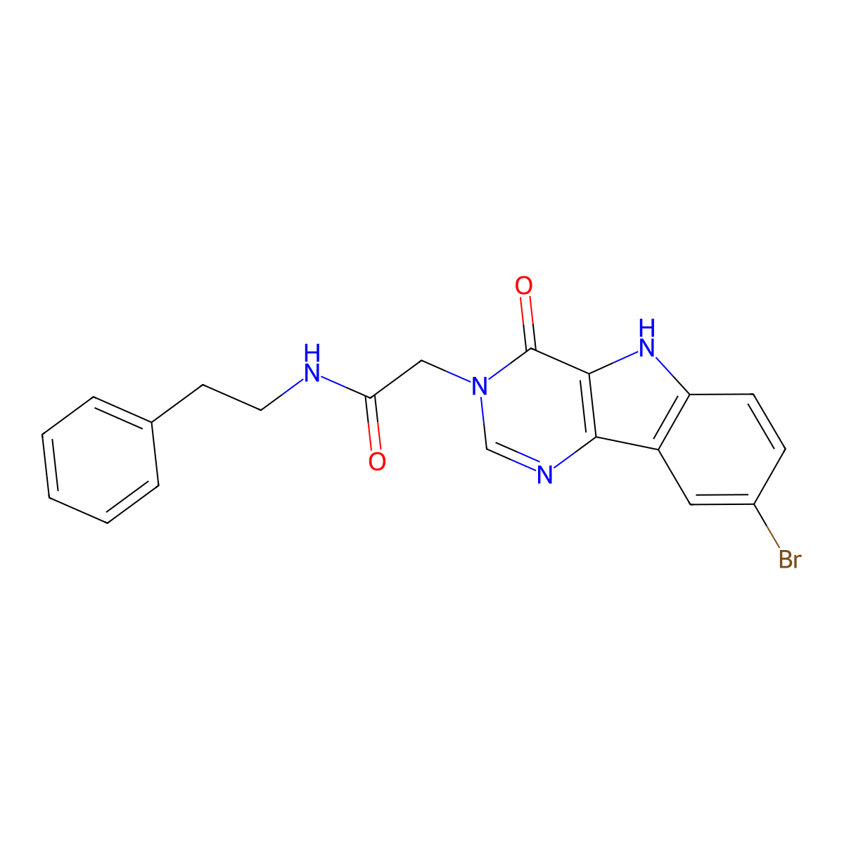 2-(8-bromo-4-oxo-4,5-dihydro-3H-pyrimido[5,4-b]indol-3-yl)-N-phenethylacetamide molecular structure, CAS 1105228-28-1
