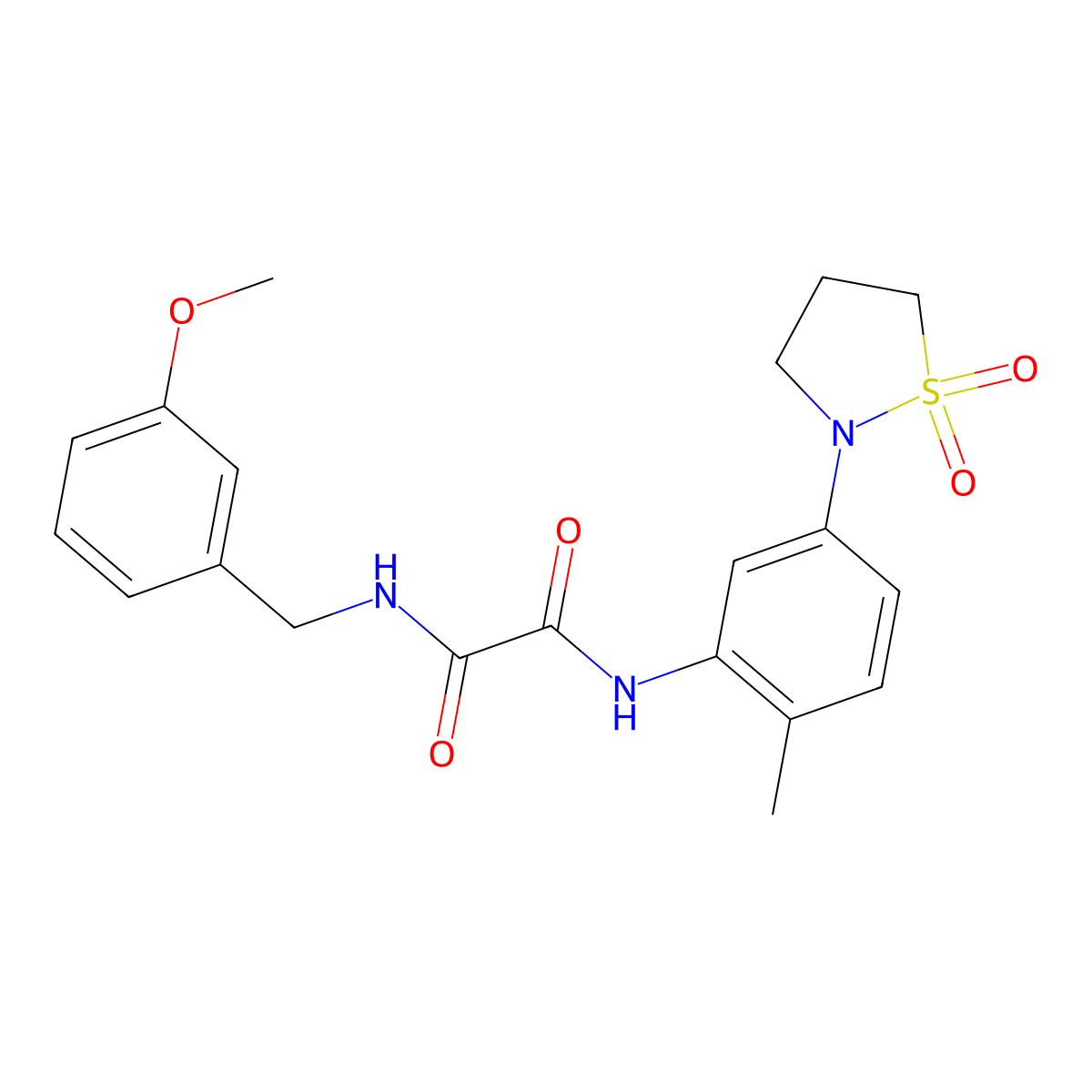 N1-(5-(1,1-dioxidoisothiazolidin-2-yl)-2-methylphenyl)-N2-(3-methoxybenzyl)oxalamide molecular structure, CAS 1105228-30-5